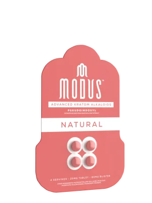 Modus Pseudo Kratom Tablets – 4ct Pack, 20mg/Tablet, 10 Packs per Display