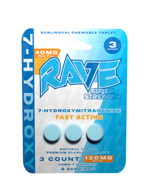 Rave Kratom 7-Hydroxy Super Strength Tablets 120mg 3ct tablet SS