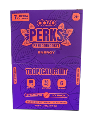 Dozo Perks 7-Hydroxy Tablets – Tropical Fruit (3ct Pack, 20mg Each, 10 Packs per Display)