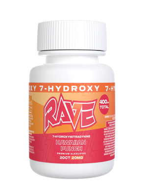 Rave Kratom 7-Hydroxy Extract Tablets 6pc Display (20mg 20ct tablet) - Hawaiian Punch