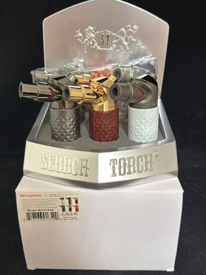 Scorch Torch 61846 – 7-Inch Single Jet Flame Butane Torch with Adjustable Flame and Safety Lock (6-Pack Display)